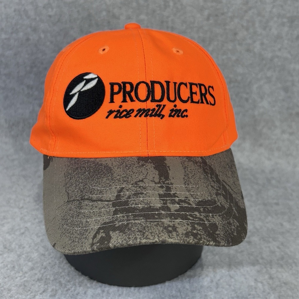 Producers Rice Mill Inc Hat Cap Blaze Orange Camo Brim Adjustable Strap OSFM